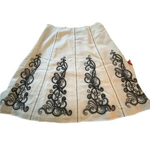 Ann Taylor Petites Black White Embroidered New Cotton Skirt OP